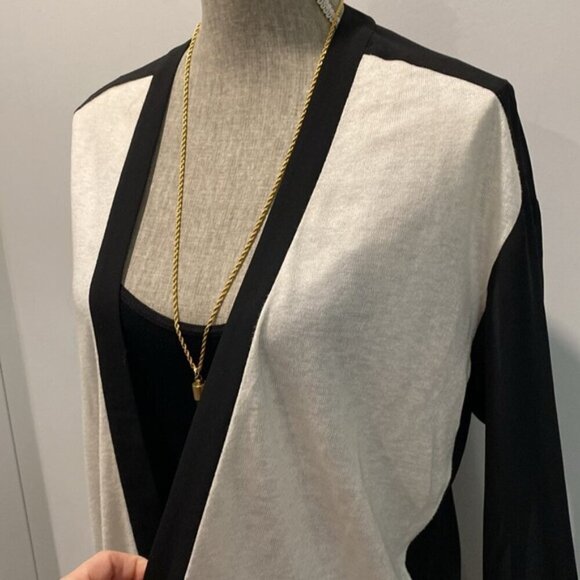 7 For All Mankind Long Cardigan  black white - Picture 10 of 16